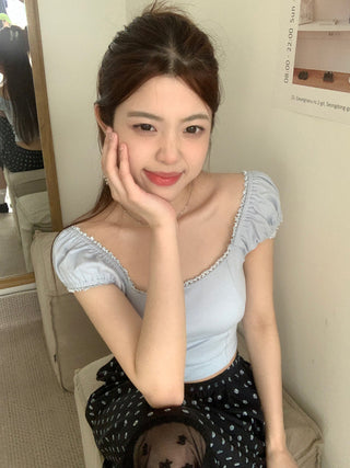 lace square floral top