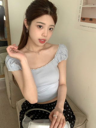 lace square floral top