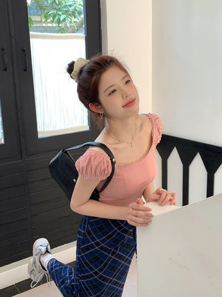 lace square floral top