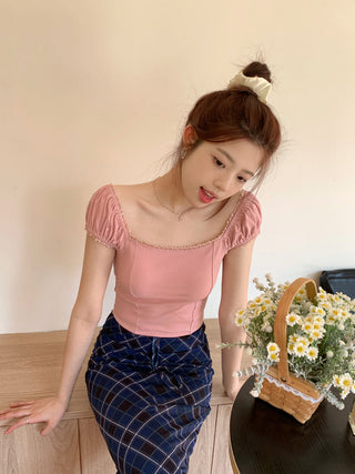 lace square floral top