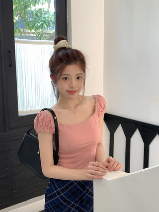 lace square floral top