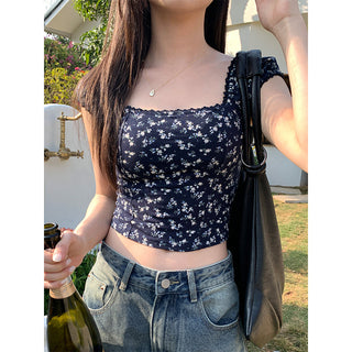 lace square floral top