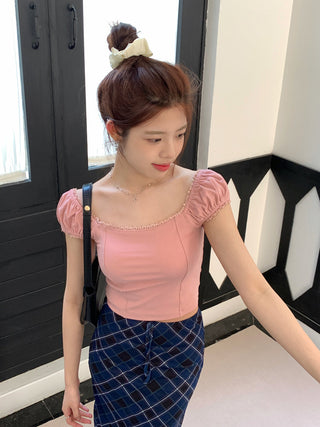 lace square floral top