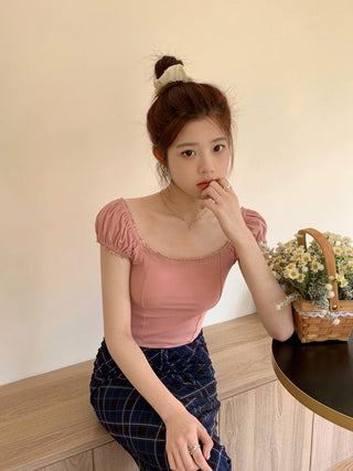 lace square floral top