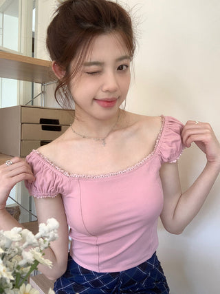 lace square floral top