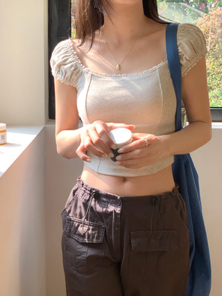 lace square floral top