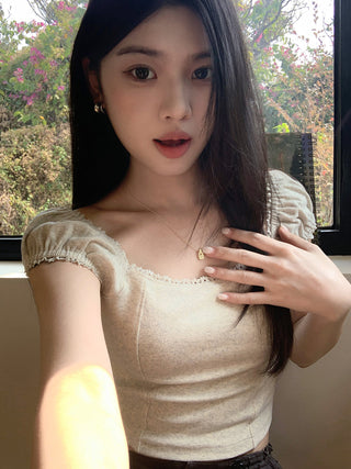 lace square floral top