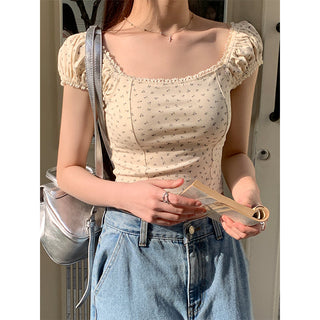 lace square floral top