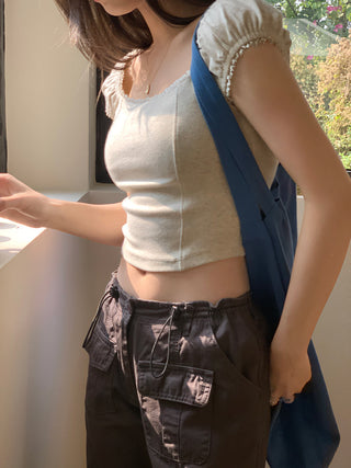 lace square floral top