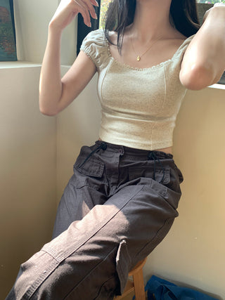 lace square floral top