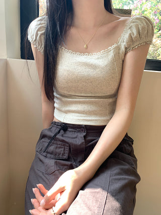 lace square floral top