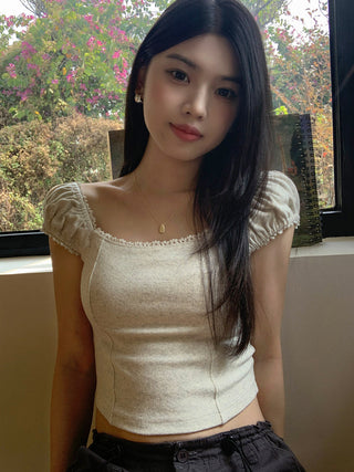 lace square floral top