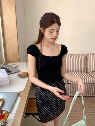 lace square floral top