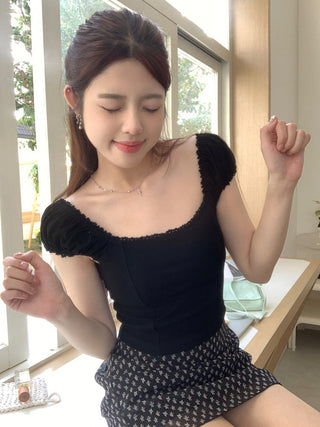 lace square floral top