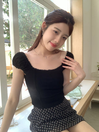 lace square floral top