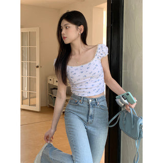 lace square floral top