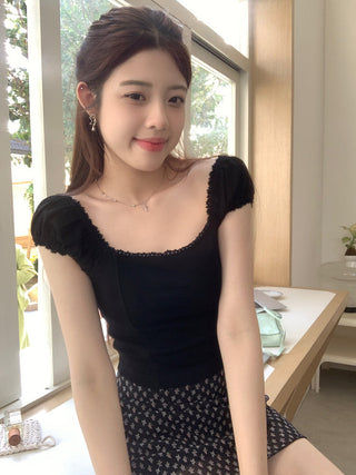 lace square floral top