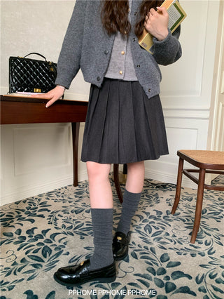 pleated miu wool skirt