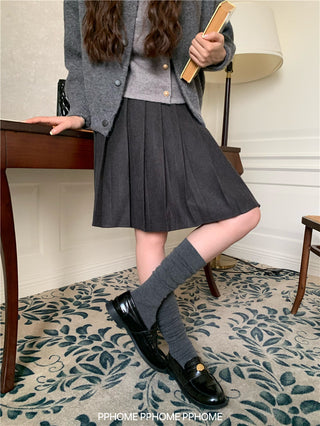 pleated miu wool skirt