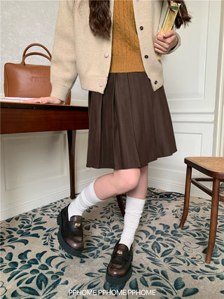 pleated miu wool skirt