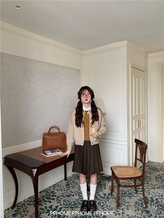 pleated miu wool skirt