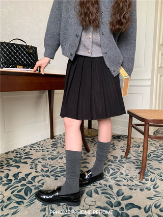 pleated miu wool skirt