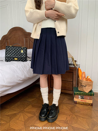 pleated miu wool skirt