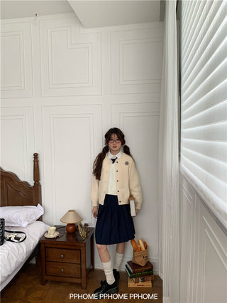 pleated miu wool skirt