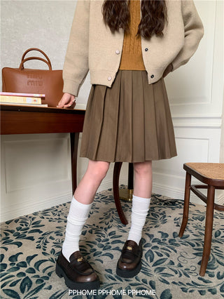 pleated miu wool skirt