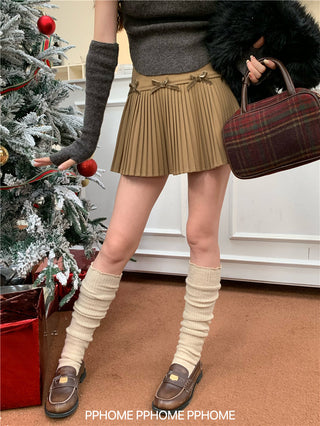 Christmas pleated bow skirt