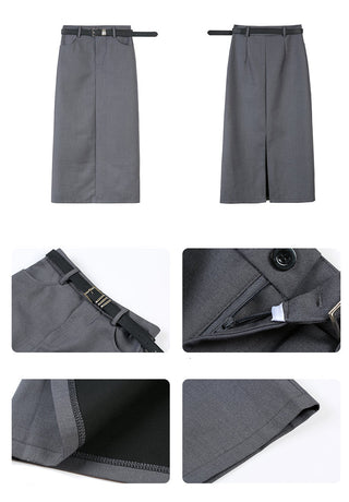 split belt suit skirt