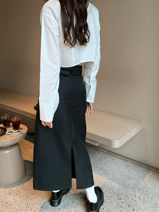 split belt suit skirt