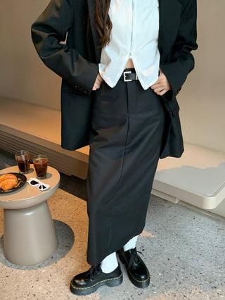 split belt suit skirt