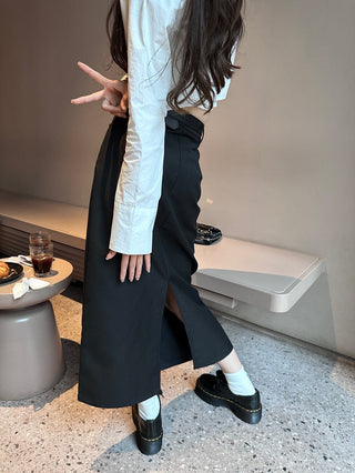 split belt suit skirt