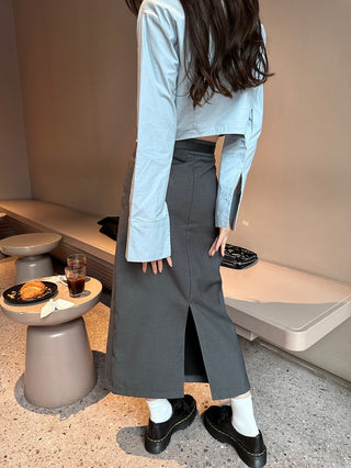 split belt suit skirt