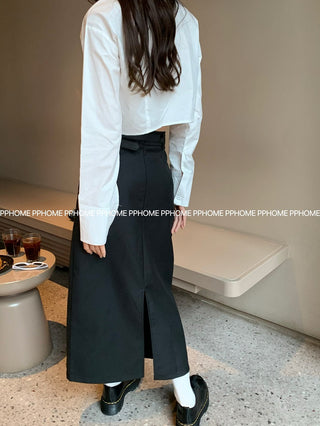 split belt suit skirt
