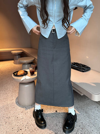 split belt suit skirt