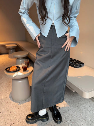 split belt suit skirt