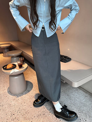 split belt suit skirt