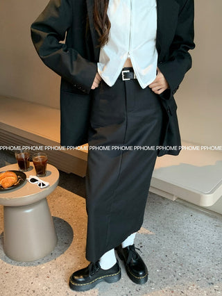 split belt suit skirt