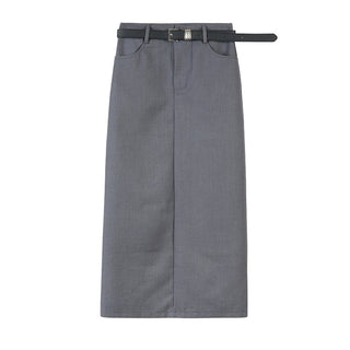 split belt suit skirt