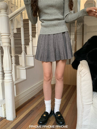 pleated knitted A-dress