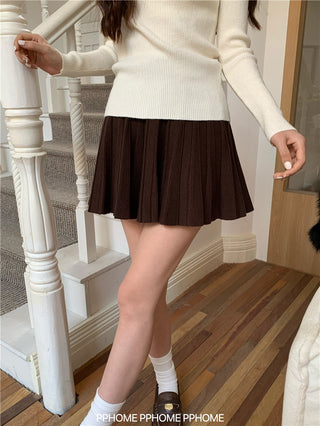 pleated knitted A-dress
