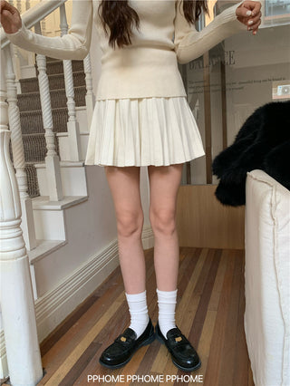 pleated knitted A-dress
