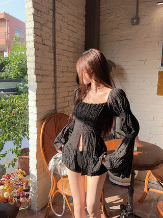 split polka dot shirt