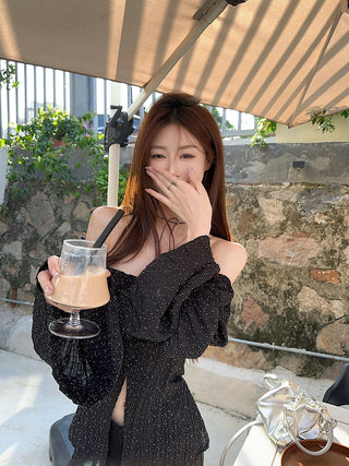 split polka dot shirt