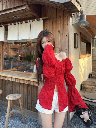 split polka dot shirt