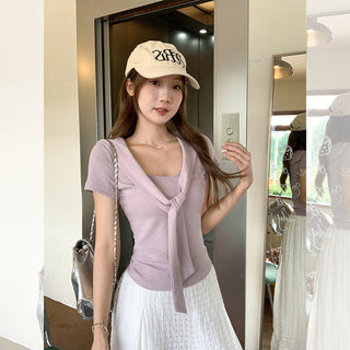 lace-up slimming short top