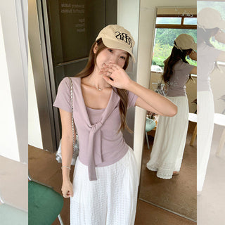 lace-up slimming short top