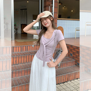 lace-up slimming short top